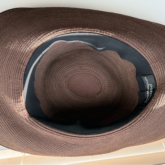 Patricia Underwood New York Genuine Corded Cordovan Leather Wide Brim Hat - Picture 7 of 8